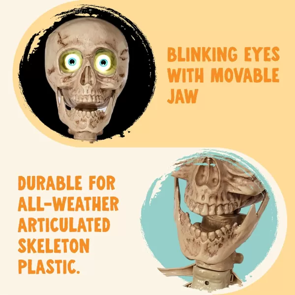JOYIN 69 FT Blinking Eyes Skeleton Halloween Voice Sensing Pose and Stay Plastic Full Body Human Bones Indoor Outdoor Decorations TrickorTreatersNo Screwdriver