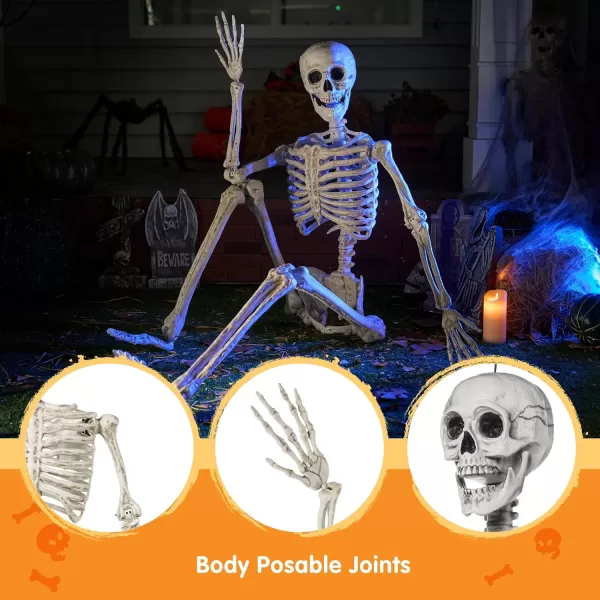 JOYIN 69 FT Halloween Skeleton Posable Plastic Full Body Realistic Human Bones with Movable Joints for Indoor Outdoor Halloween Props Spooky Scene Party DecorationsWhite No ScrewdriverWhite