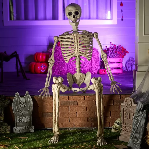 JOYIN 69 FT Halloween Skeleton Posable Plastic Full Body Realistic Human Bones with Movable Joints for Indoor Outdoor Halloween Props Spooky Scene Party DecorationsWhite No ScrewdriverWhite