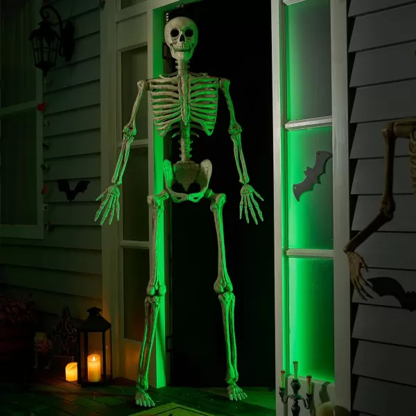 JOYIN 69 FT Halloween Skeleton Posable Plastic Full Body Realistic Human Bones with Movable Joints for Indoor Outdoor Halloween Props Spooky Scene Party DecorationsWhite No ScrewdriverWhite