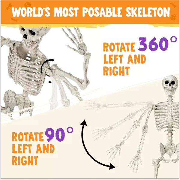 JOYIN 69 FT Halloween Skeleton Posable Plastic Full Body Realistic Human Bones with Movable Joints for Indoor Outdoor Halloween Props Spooky Scene Party DecorationsWhite No ScrewdriverWhite