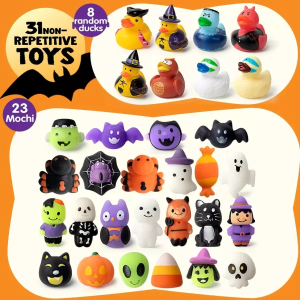 JOYIN Halloween Advent Calendar 2024 with Surprise Toys Holiday CountDown to Halloween with Mochi and Surprise Halloween Themed Rubber Ducks Halloween Countdown Calendar with s for Halloween Party Favor
