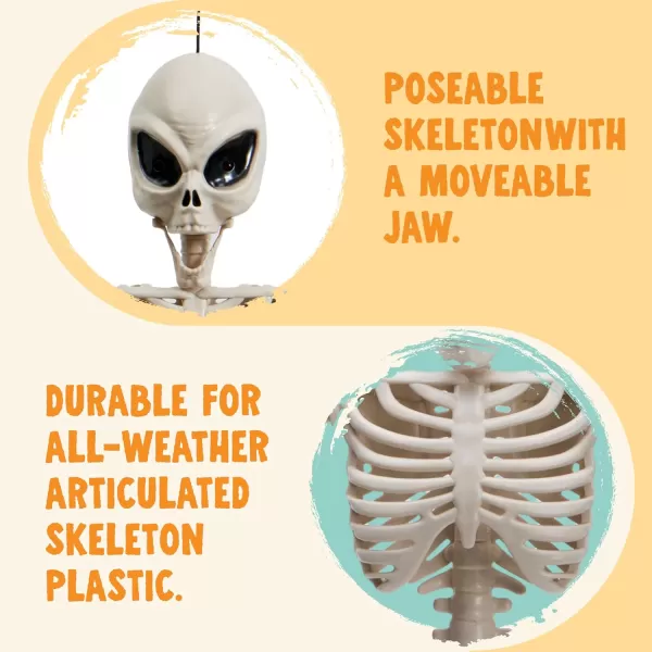 JOYIN Halloween Alien Skeleton 24 Posable Full Body Plastic Bone with Movable Joints for Halloween Photo Props Decorations Indoor Outdoor Spooky Scene Party Favors Graveyard Party Decor