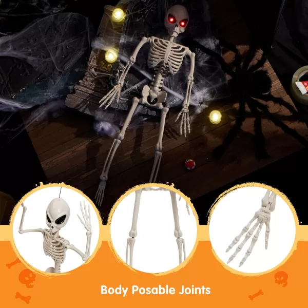 JOYIN Halloween Alien Skeleton 24 Posable Full Body Plastic Bone with Movable Joints for Halloween Photo Props Decorations Indoor Outdoor Spooky Scene Party Favors Graveyard Party Decor