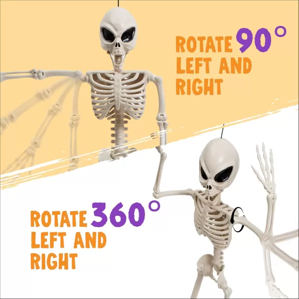 JOYIN Halloween Alien Skeleton 24 Posable Full Body Plastic Bone with Movable Joints for Halloween Photo Props Decorations Indoor Outdoor Spooky Scene Party Favors Graveyard Party Decor