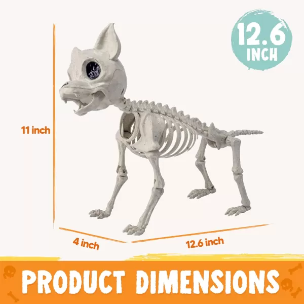 JOYIN Halloween Plastic Chihuahua Dog Skeleton 126 inches Plastic Puppy Bones Skeleton with Posable Joints for Halloween Indoor Outdoor Skeleton Decorations Graveyard Party Decor