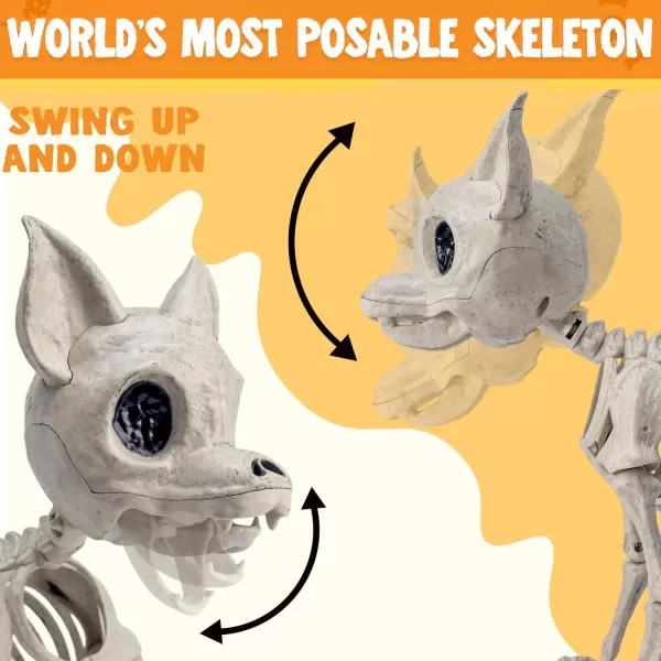 JOYIN Halloween Plastic Chihuahua Dog Skeleton 126 inches Plastic Puppy Bones Skeleton with Posable Joints for Halloween Indoor Outdoor Skeleton Decorations Graveyard Party Decor