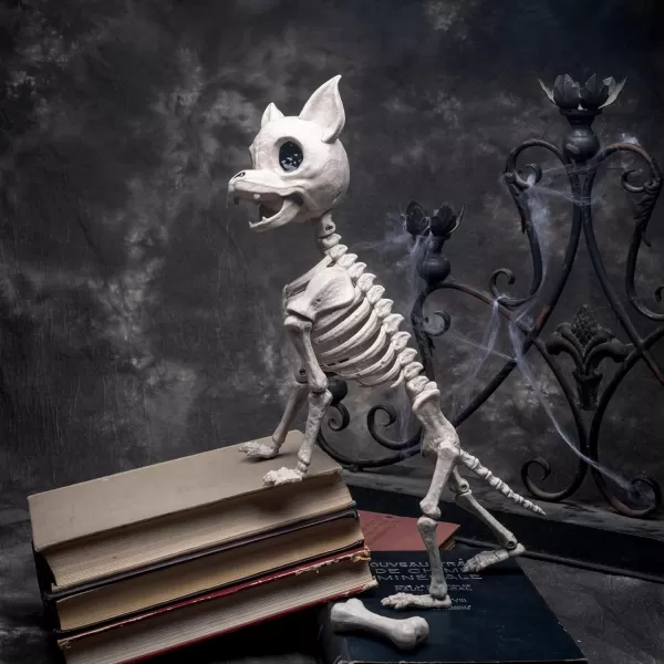 JOYIN Halloween Plastic Chihuahua Dog Skeleton 126 inches Plastic Puppy Bones Skeleton with Posable Joints for Halloween Indoor Outdoor Skeleton Decorations Graveyard Party Decor