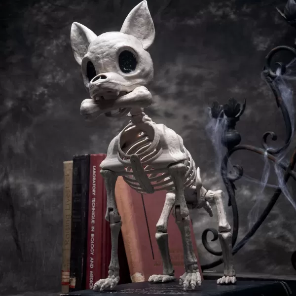 JOYIN Halloween Plastic Chihuahua Dog Skeleton 126 inches Plastic Puppy Bones Skeleton with Posable Joints for Halloween Indoor Outdoor Skeleton Decorations Graveyard Party Decor