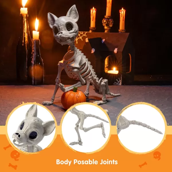 JOYIN Halloween Plastic Chihuahua Dog Skeleton 126 inches Plastic Puppy Bones Skeleton with Posable Joints for Halloween Indoor Outdoor Skeleton Decorations Graveyard Party Decor