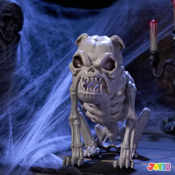 JOYIN Halloween Plastic Dog Skeleton 8 Inches Puppy Skeleton Plastic Dog Bones with Joints for Prop Spooky Scene Party Favors Decoration