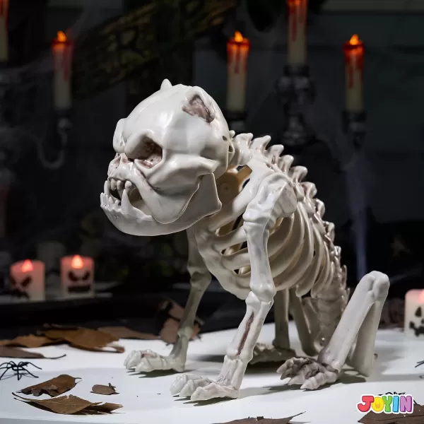 JOYIN Halloween Plastic Dog Skeleton 8 Inches Puppy Skeleton Plastic Dog Bones with Joints for Prop Spooky Scene Party Favors Decoration