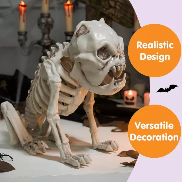 JOYIN Halloween Plastic Dog Skeleton 8 Inches Puppy Skeleton Plastic Dog Bones with Joints for Prop Spooky Scene Party Favors Decoration