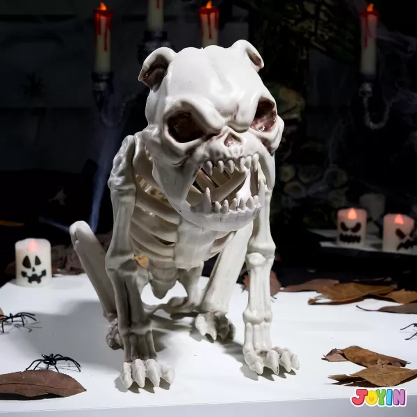 JOYIN Halloween Plastic Dog Skeleton 8 Inches Puppy Skeleton Plastic Dog Bones with Joints for Prop Spooky Scene Party Favors Decoration