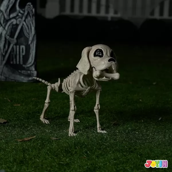 JOYIN Posable Halloween Dog Skeleton Full Body Posable Joints Skeleton Puppy for Halloween Decoration Graveyard Party Deco 98 X 47 X 126
