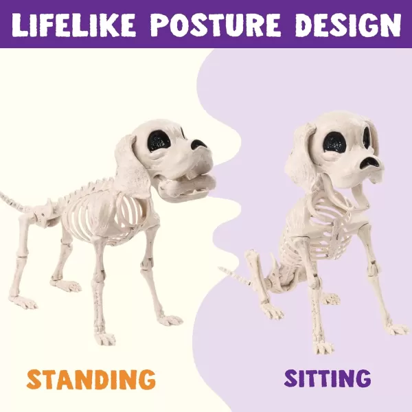 JOYIN Posable Halloween Dog Skeleton Full Body Posable Joints Skeleton Puppy for Halloween Decoration Graveyard Party Deco 98 X 47 X 126