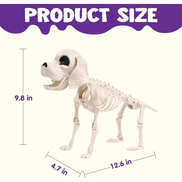 JOYIN Posable Halloween Dog Skeleton Full Body Posable Joints Skeleton Puppy for Halloween Decoration Graveyard Party Deco 98 X 47 X 126