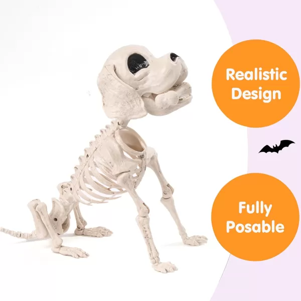 JOYIN Posable Halloween Dog Skeleton Full Body Posable Joints Skeleton Puppy for Halloween Decoration Graveyard Party Deco 98 X 47 X 126