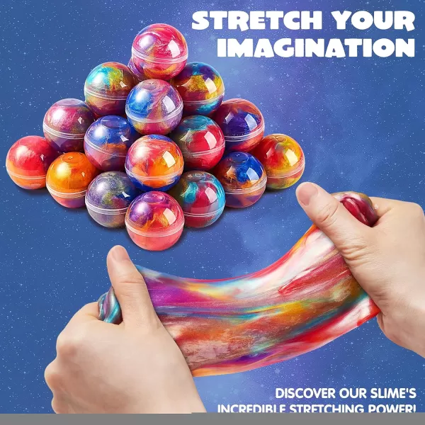 JOYIN Slime Ball Party Favors  24 Pack Stretchy NonSticky MessFree Slime for Stress Relief  Safe for Girls and Boys  Classroom Rewards and Christmas Party SuppliesGalaxy Slime Ball