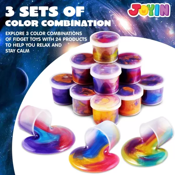 JOYIN Slime Party Favors 24 Pack Galaxy Slime Cup Party Favors  Stretchy NonSticky MessFree Stress Relief and Safe for Girls and Boys  Classroom Reward Party Supplies