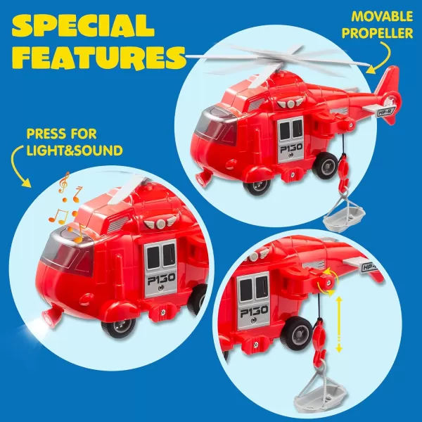 JOYIN Toddler Truck Toys for 3 4 5 6 7 Year Old Boys  Police Car Toy Set Emergency Vehicle Playset Kids Toys Cars Friction Powered Car with Lights and Sounds Birthday Gifts for Boys Girls Age 39Fire Vehicle Playset