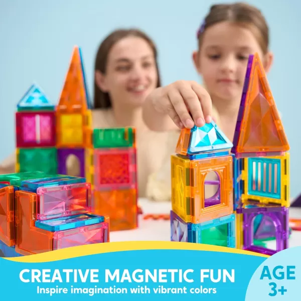 SYNCFUN Magnetic Tiles 110pcs  3D Magnet Building Tiles with Vehicle  Construction Blocks Set for Kids  STEM Sensory Learning Educational Toys Birthday Gift for 3 4 5 6 7 Year Old