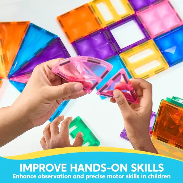 SYNCFUN Magnetic Tiles 110pcs  3D Magnet Building Tiles with Vehicle  Construction Blocks Set for Kids  STEM Sensory Learning Educational Toys Birthday Gift for 3 4 5 6 7 Year Old