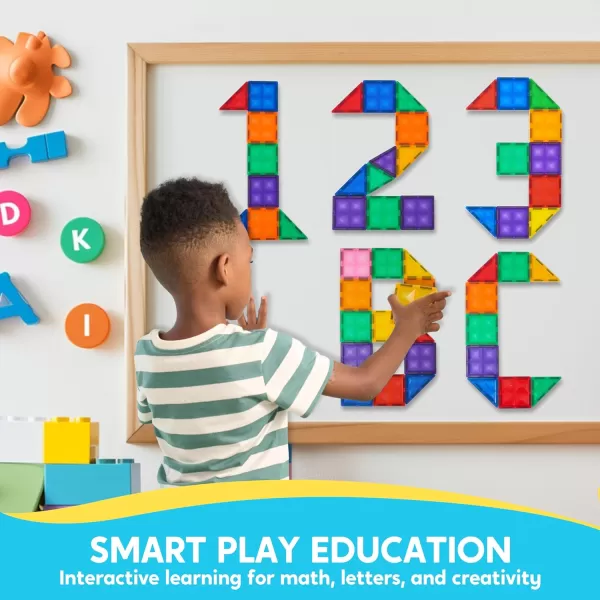 SYNCFUN Magnetic Tiles 110pcs  3D Magnet Building Tiles with Vehicle  Construction Blocks Set for Kids  STEM Sensory Learning Educational Toys Birthday Gift for 3 4 5 6 7 Year Old