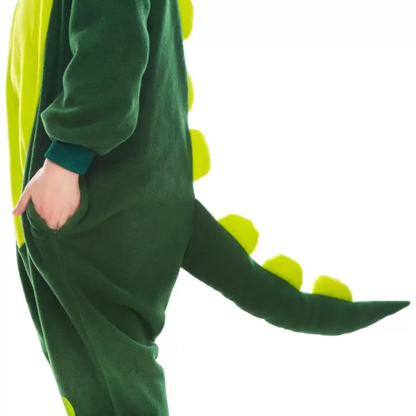 Spooktacular Creations Halloween Child Dinosaur Jumpsuit Pajama Plush Dinosaur Costume Cosplay Kids Halloween Costume PartyGreen