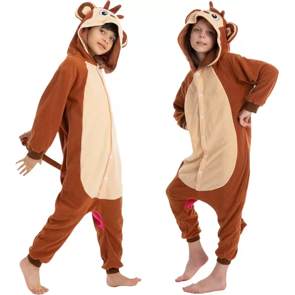 Spooktacular Creations Halloween Child Pajamas Jumpsuit Monkey for Kids Toddler Halloween Dress Up Animal Plush Sleepwea