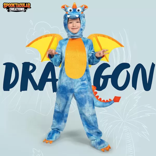 Spooktacular Creations Toddler Dinosaur Costume Dragon Costume with Tail Wings for Baby Kids Halloween Dress Up PartyBlue