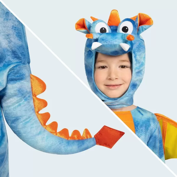 Spooktacular Creations Toddler Dinosaur Costume Dragon Costume with Tail Wings for Baby Kids Halloween Dress Up PartyBlue