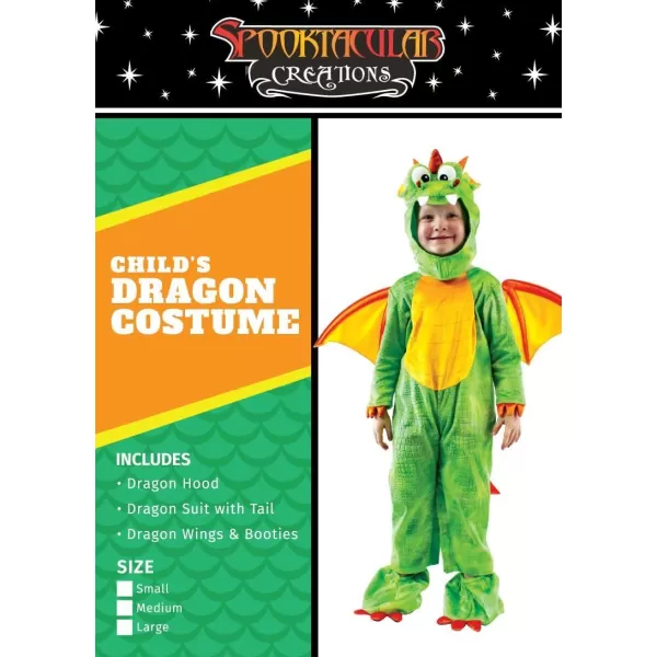 Spooktacular Creations Toddler Dinosaur Costume Dragon Costume with Tail Wings for Baby Kids Halloween Dress Up PartyGreen