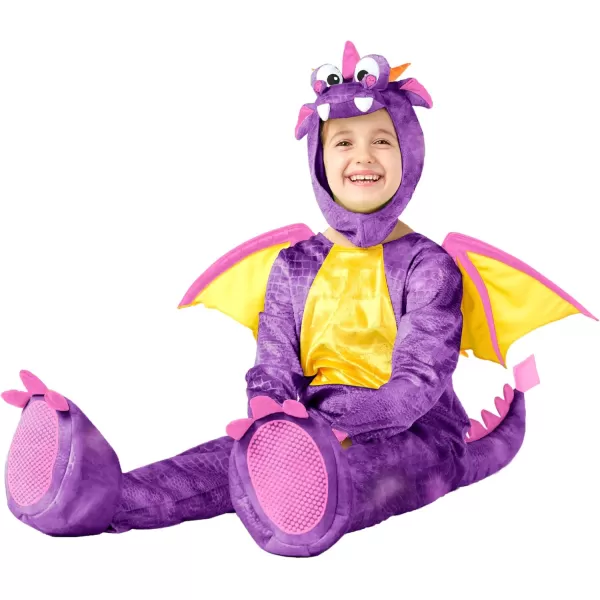 Spooktacular Creations Toddler Dinosaur Costume Dragon Costume with Tail Wings for Baby Kids Halloween Dress Up PartyPurple