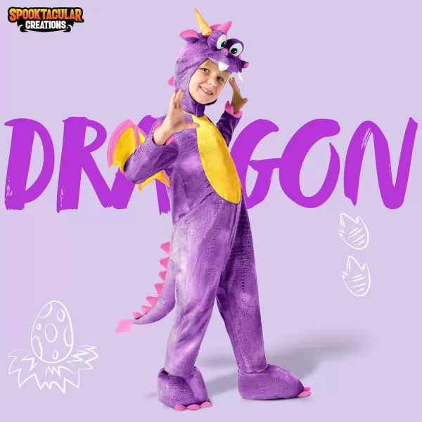 Spooktacular Creations Toddler Dinosaur Costume Dragon Costume with Tail Wings for Baby Kids Halloween Dress Up PartyPurple