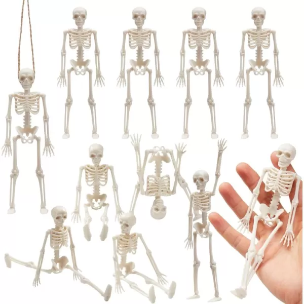 JOYIN 12 PCS Halloween 6 Small Skeletons Toys Decorations Mini Skeleton Figurines for Craft Haunted House Accessories TrickorTreaters Party Favors Graveyard Decorations
