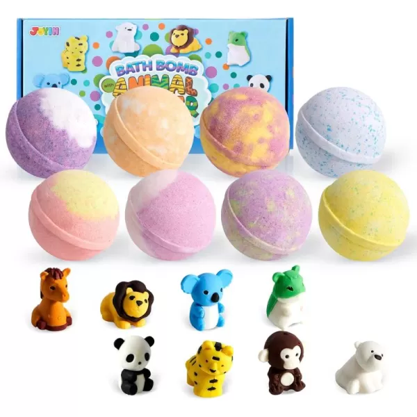 JOYIN 16 Pack Bath Bombs for Kids with Animal Figures Bubble Bath Bombs with Surprise Toy Inside Natural Essential Oil SPA Bath Fizzies Set Christmas Party Favors for Boys GirlsRound Bath Bombs