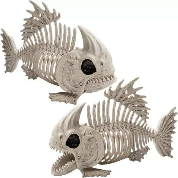 JOYIN 2 PCS 95 Halloween Poseable Fish Skeleton Decor Animal Plastic Bones with Posable Joints for Halloween Indoor Outdoor Decorations Party Props Yard Patio Lawn Garden Props Decor