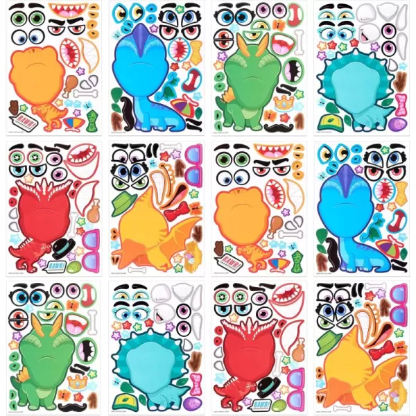 JOYIN 24PCS 9quotx6quot Make a face Stickers for Kids Make Your Own Stickers Mix and Match Stickers with Safaris Sea Farm and Dinosaur Animals Party Favors Kids Crafts Goodie Bags Stuffers for KidsDinosaur Animals