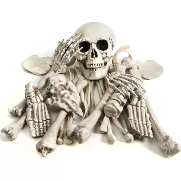 JOYIN 28 PCS Halloween Skeleton Decorations Bones and Skull Kit Indoor Outdoor Decorations Plastic Bones Scary for Spooky Graveyard Haunted House Lawn Yard Party Decor