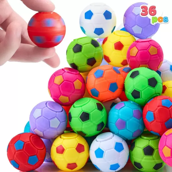 JOYIN 36 Pack Soccer Fidget Spinners for Kids Soccer Party Favors Fidget Toys Bulk Stress Balls Goodie Bags Stuffers for Birthday Party Treasure Box Toys for ClassroomSoccer
