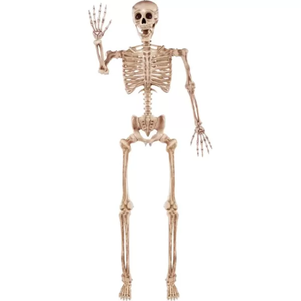 JOYIN 56 FT Halloween Posable Life Size Skeleton Full Body Realistic Bones with Movable Joints for Halloween Indoor and Outdoor Decoration WhiteYellow
