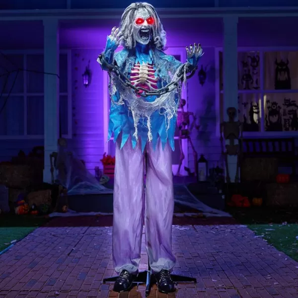 JOYIN 68quot Halloween Animatronics Clearance Scary Halloween Werewolf Decorations with LED Eyes and Creepy Sound Life Size Animated Halloween Decoration Outdoor for Haunted House Decor Lawn Yard PatioZombie