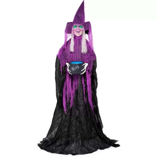 JOYIN 68quot Halloween Animatronics Clearance Scary Halloween Werewolf Decorations with LED Eyes and Creepy Sound Life Size Animated Halloween Decoration Outdoor for Haunted House Decor Lawn Yard PatioPurple Witch