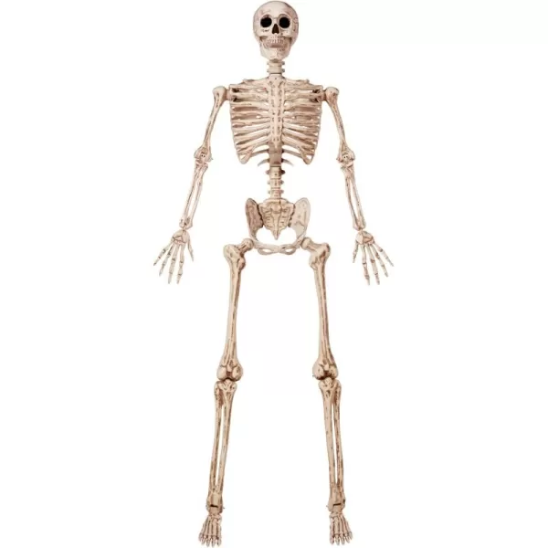 JOYIN 69 FT Halloween Skeleton Posable Plastic Full Body Realistic Human Bones with Movable Joints for Indoor Outdoor Halloween Props Spooky Scene Party DecorationsWhite No ScrewdriverYellow