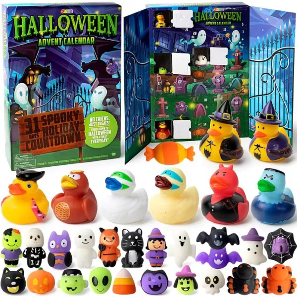 JOYIN Halloween Advent Calendar 2024 with Surprise Toys Holiday CountDown to Halloween with Mochi and Surprise Halloween Themed Rubber Ducks Halloween Countdown Calendar with s for Halloween Party Favor
