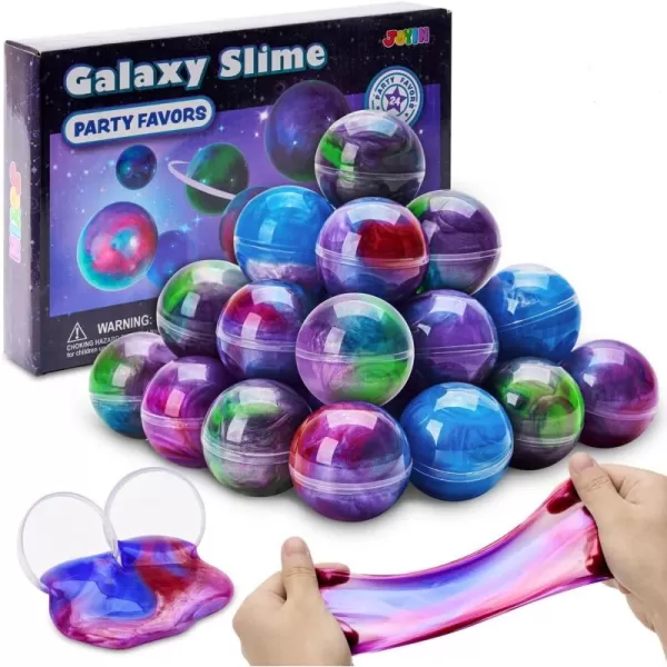 JOYIN Slime Ball Party Favors  24 Pack Stretchy NonSticky MessFree Slime for Stress Relief  Safe for Girls and Boys  Classroom Rewards and Christmas Party SuppliesMixed Colors Galaxy Slime Ball