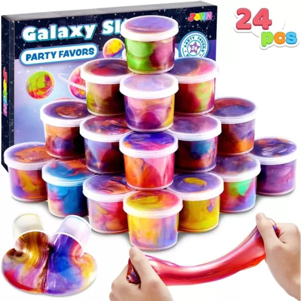 JOYIN Slime Party Favors 24 Pack Galaxy Slime Cup Party Favors  Stretchy NonSticky MessFree Stress Relief and Safe for Girls and Boys  Classroom Reward Party Supplies