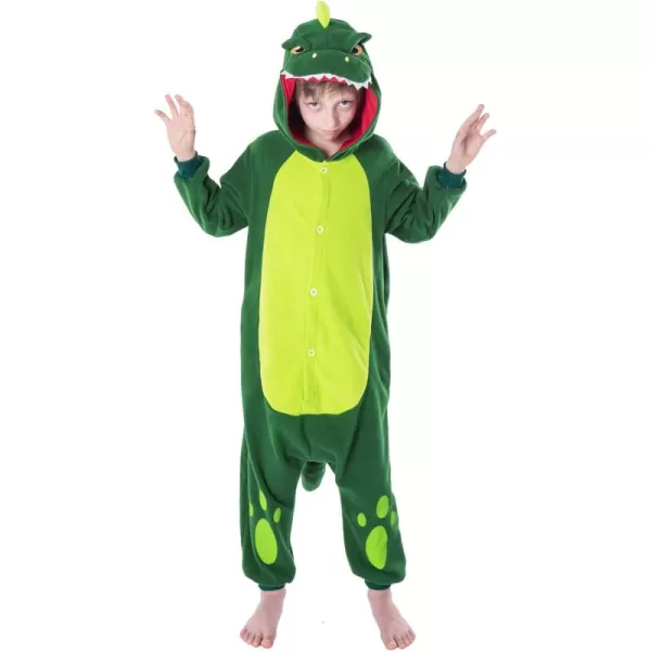 Spooktacular Creations Halloween Child Dinosaur Jumpsuit Pajama Plush Dinosaur Costume Cosplay Kids Halloween Costume PartyGreen