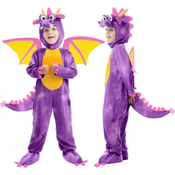Spooktacular Creations Toddler Dinosaur Costume Dragon Costume with Tail Wings for Baby Kids Halloween Dress Up PartyPurple